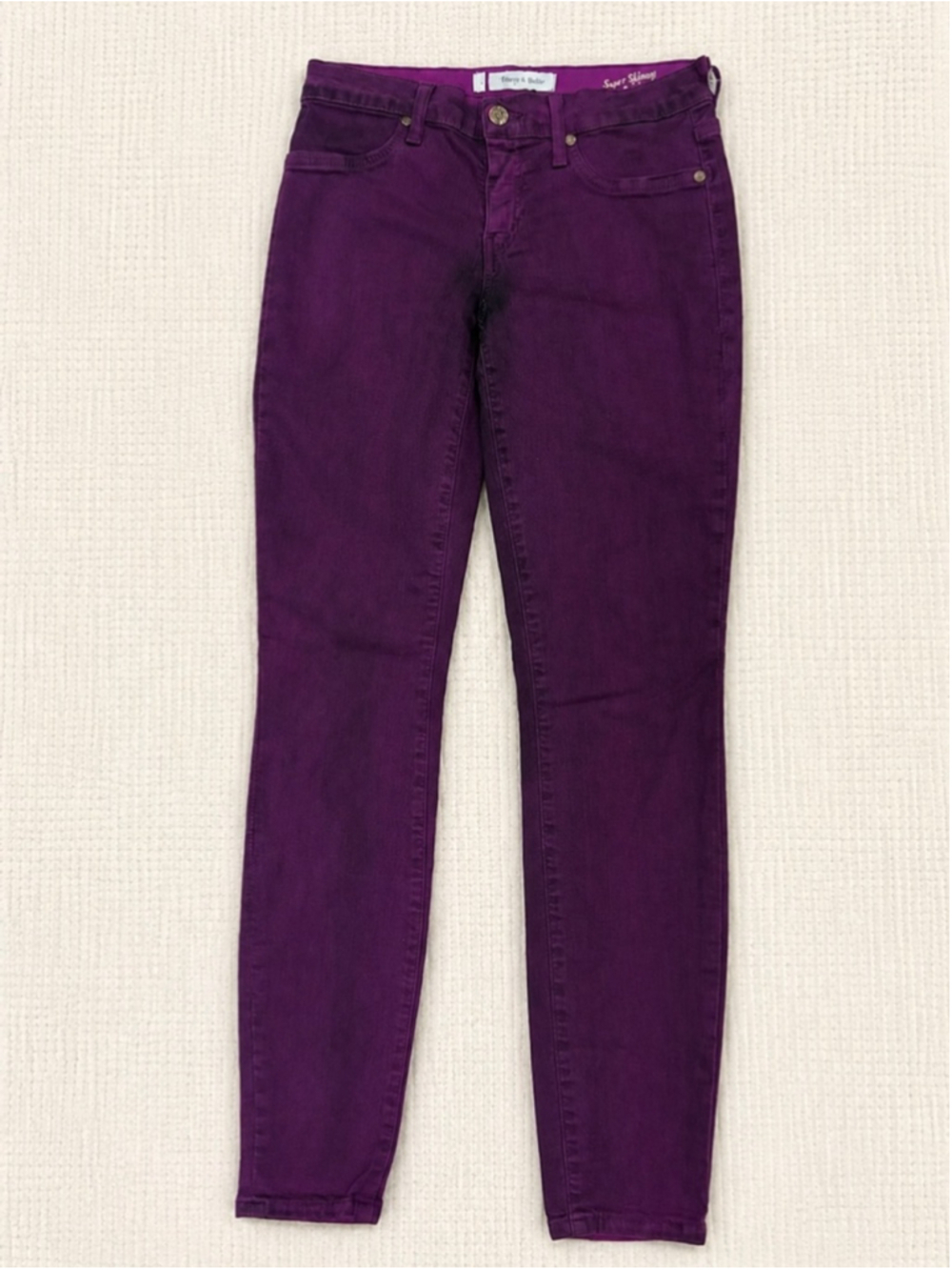 NWT Henry & Belle Super Skinny High Rise Jeans Berry Wine Purple Made USA Size 2